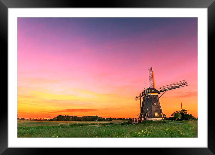  Sunrise over the windmills Framed Mounted Print by Ankor Light