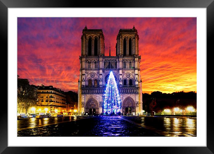 Notre Dame of Paris under a beautiful warm sunset Framed Mounted Print by Ankor Light