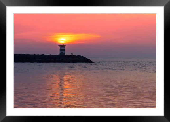 Sunset and a semaphore Framed Mounted Print by Ankor Light