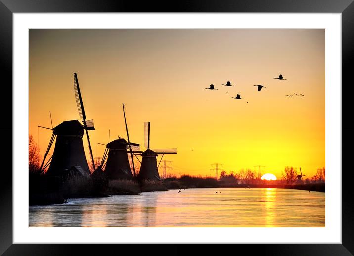 Kinderdijk Sunrise Framed Mounted Print by Ankor Light