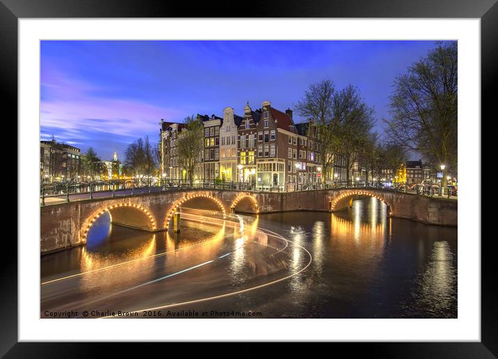Sunset and night time at Amsterdam Framed Mounted Print by Ankor Light