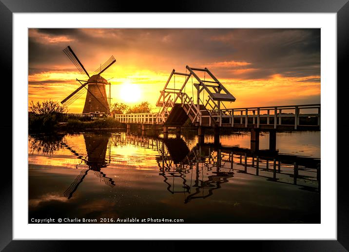 Sunrise on the Kinderdijk windmill Framed Mounted Print by Ankor Light
