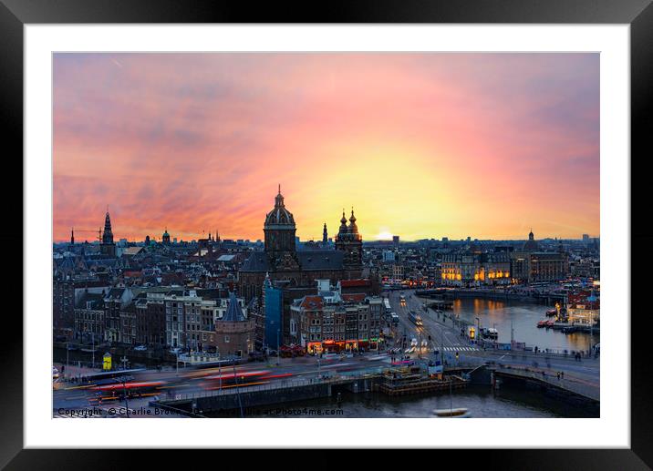 Amsterdam skyline at night Framed Mounted Print by Ankor Light