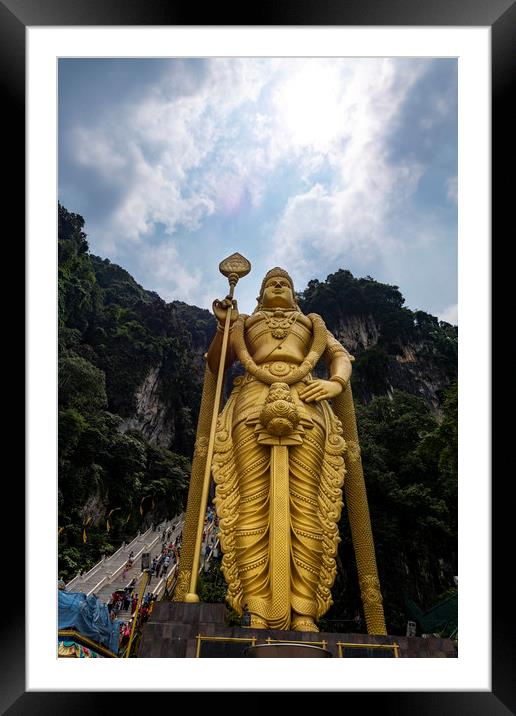 Statue of Lord Muruga in front Batu cave Framed Mounted Print by Ankor Light