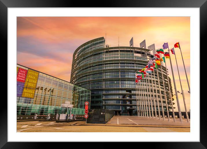 European Parliament in Strasbourg Framed Mounted Print by Ankor Light