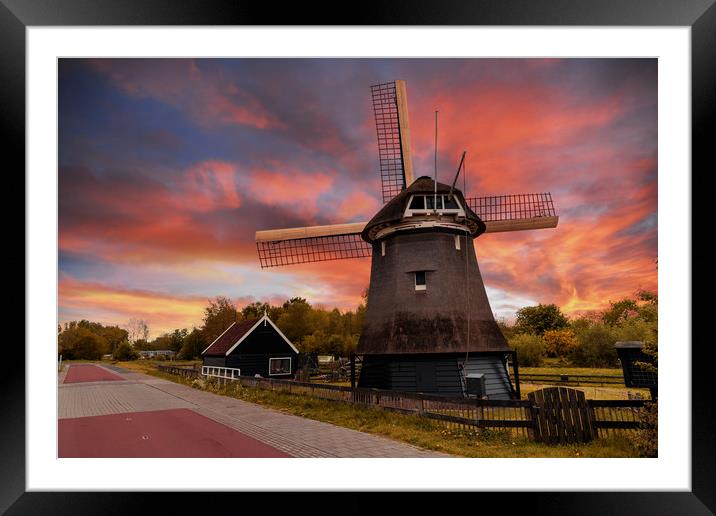 Sunset over a Dutch windmill  Framed Mounted Print by Ankor Light