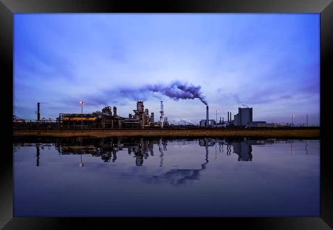 Reflection of refineries and its chimney  Framed Print by Ankor Light