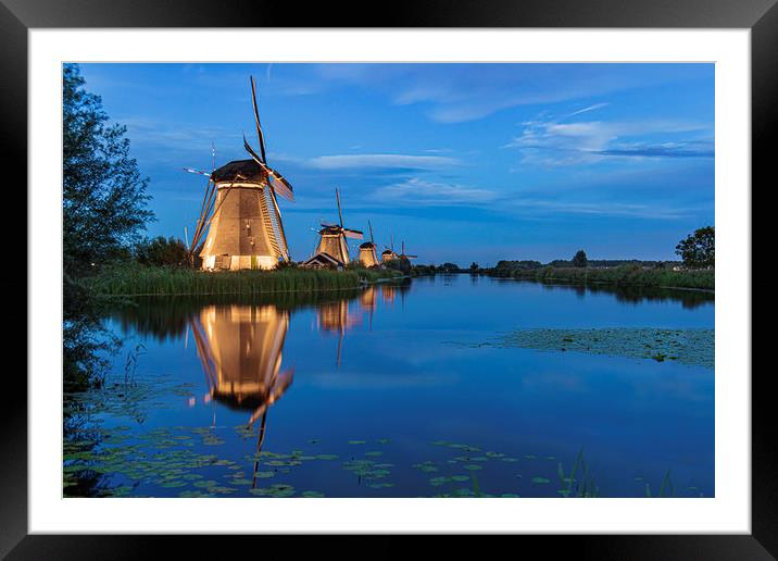 Illuminated windmills Framed Mounted Print by Ankor Light