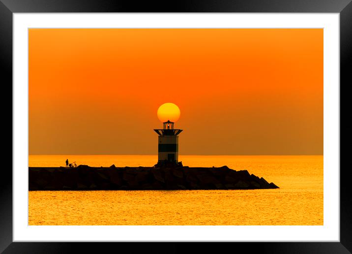 Sunset on the lighthouse Framed Mounted Print by Ankor Light