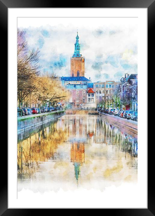 Outdoor church water reflection Framed Mounted Print by Ankor Light