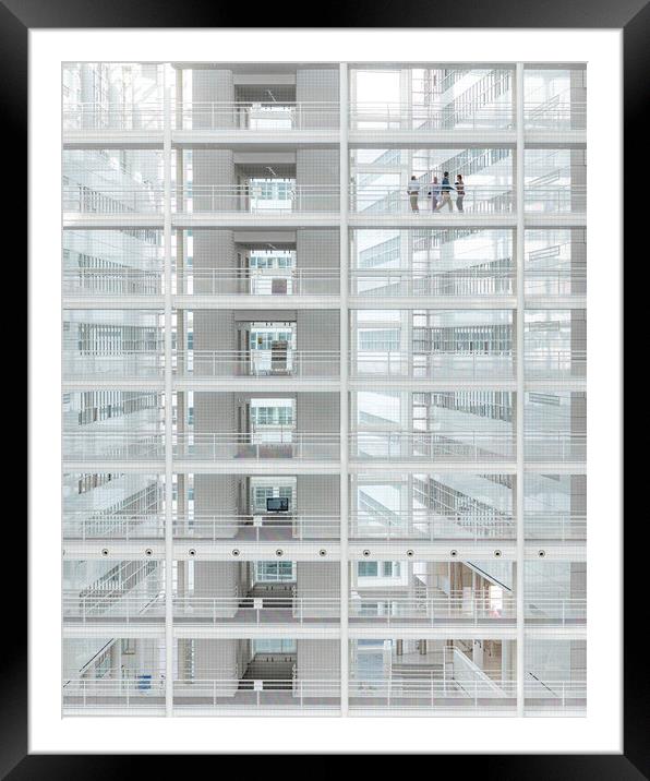 Abstract meet up in the glass building Framed Mounted Print by Ankor Light