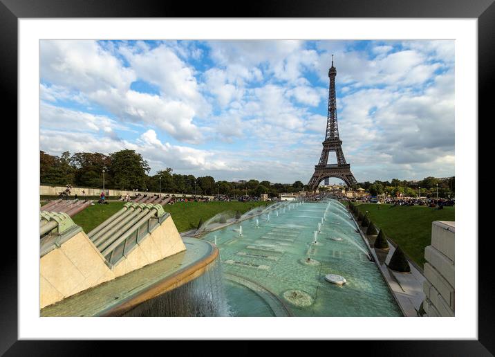 Trocadero fountain in front of the Eiffel tower in Paris, France Framed Mounted Print by Ankor Light