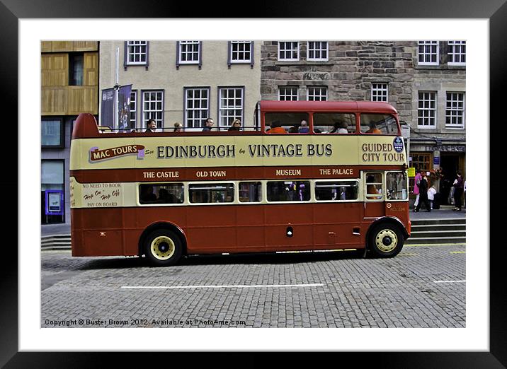 Edinburgh Vintage Bus Framed Mounted Print by Buster Brown