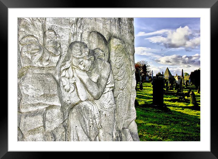 Carved Angel headstone Framed Mounted Print by Buster Brown