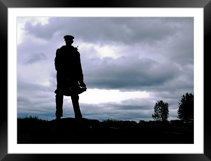 David Stirling Statue Silhouette Framed Mounted Print by Buster Brown