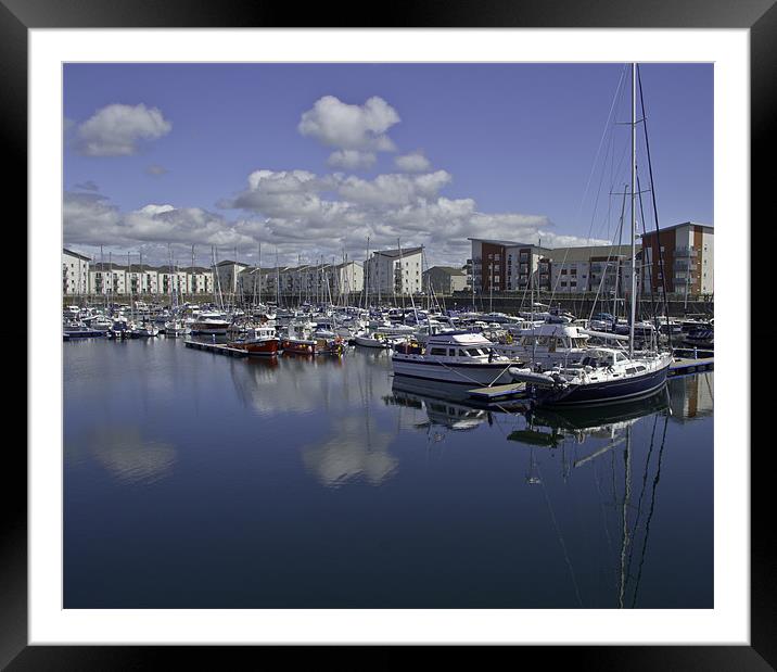 Reflections In The Marina Framed Mounted Print by Buster Brown