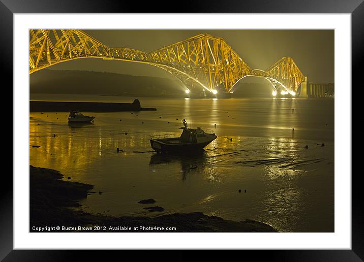 Forth Rail Bridge at Night Framed Mounted Print by Buster Brown