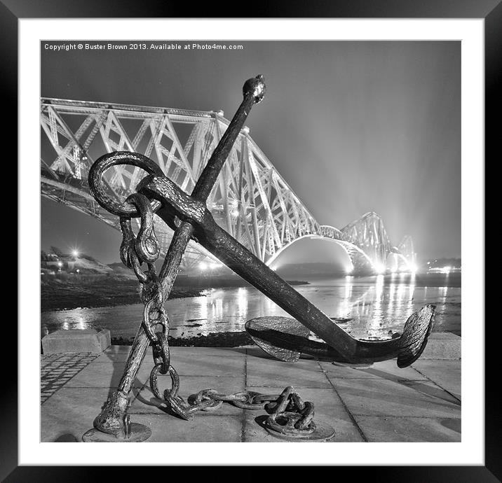 Anchor at Forth Rail Bridge Framed Mounted Print by Buster Brown