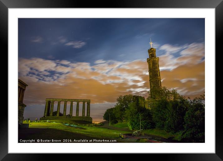 Calton Hill Edinburgh Framed Mounted Print by Buster Brown