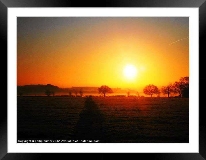 Winter Golden Sunrise Framed Mounted Print by philip milner