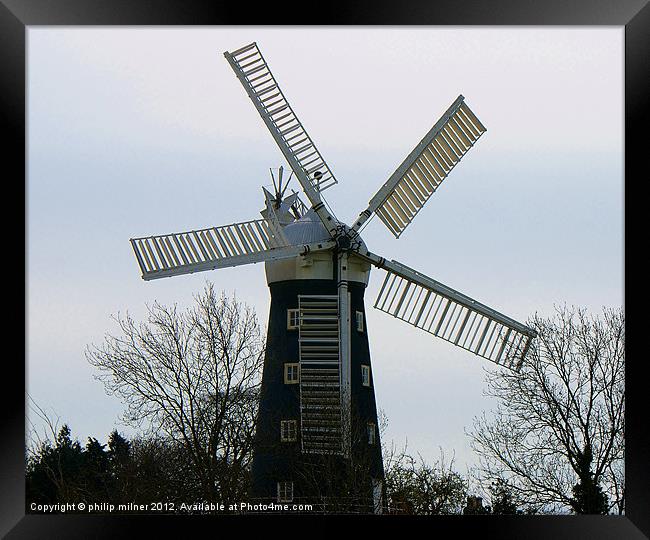 The Alford Five Sail Windmill Framed Print by philip milner