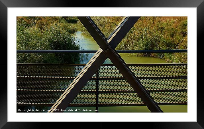 Looking Through The Bridge Framed Mounted Print by philip milner
