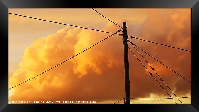 Angry Sky Through The Wires Framed Print by philip milner
