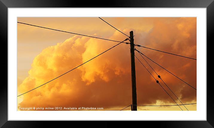 Angry Sky Through The Wires Framed Mounted Print by philip milner
