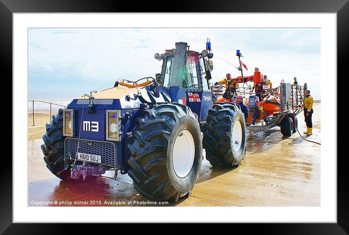 The Big Beach Tractor Framed Mounted Print by philip milner