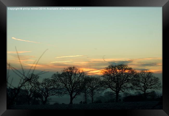 Sunrise And Mist Framed Print by philip milner
