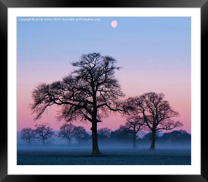 Mist And Moon Framed Mounted Print by philip milner