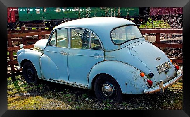 Abandoned Morris Minor Framed Print by philip milner