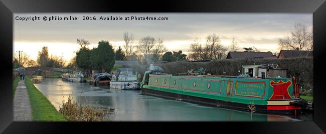 Frost On The Canal Framed Print by philip milner
