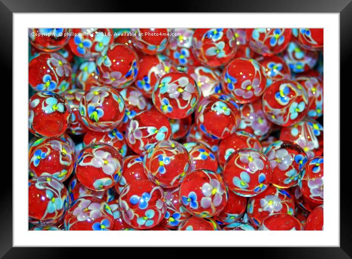 Red Glass Marbles Framed Mounted Print by philip milner