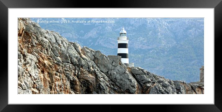 Lighthouse on the cliffs Framed Mounted Print by philip milner