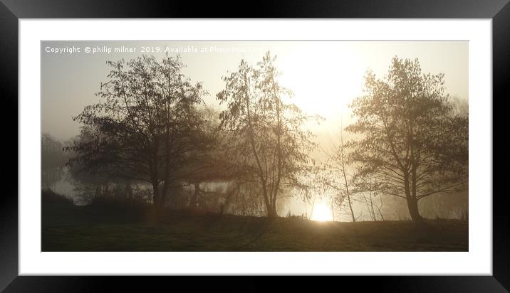 Misty Sunrise Delamere Lake  Framed Mounted Print by philip milner