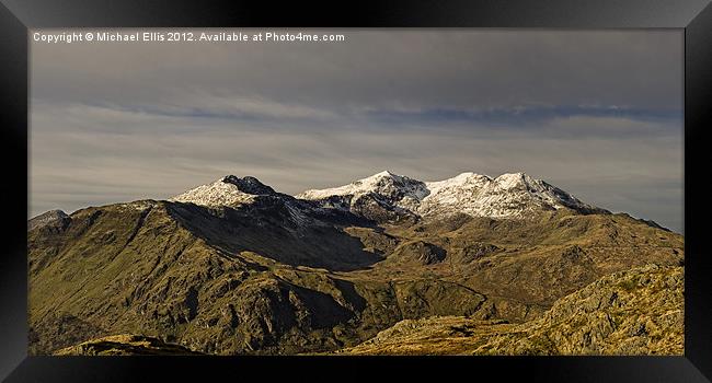 Snowdon Horseshoe panarama (2 by 1) Framed Print by Michael Ellis