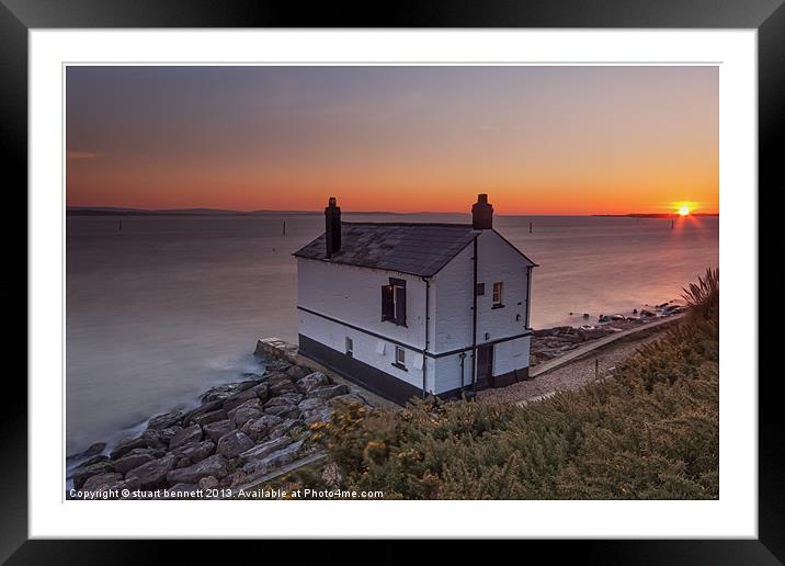 Lepe Boathouse Sunset Framed Mounted Print by stuart bennett