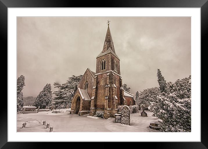 Snowy  Romsey Church Framed Mounted Print by stuart bennett
