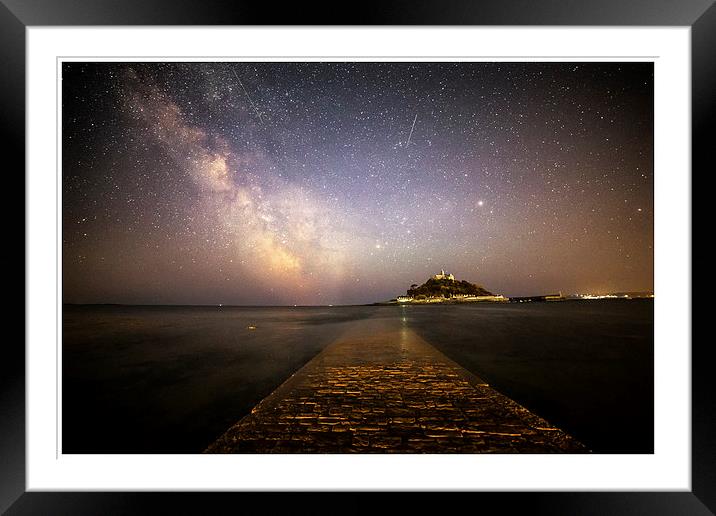 St Michaels mount and the Milky way Framed Mounted Print by stuart bennett
