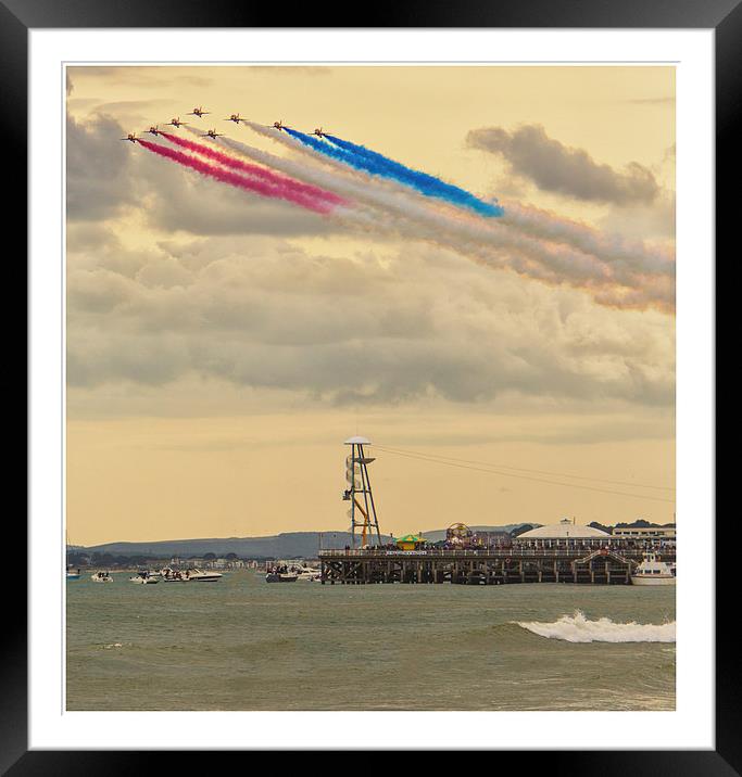  Red Arrow flypast Bournemouth pier Framed Mounted Print by stuart bennett