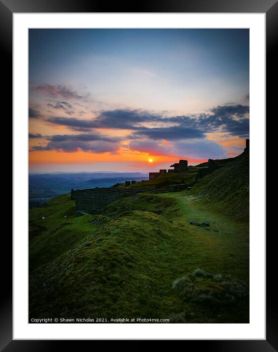 Sunset on Clee Hill, Shropshire Framed Mounted Print by Shawn Nicholas
