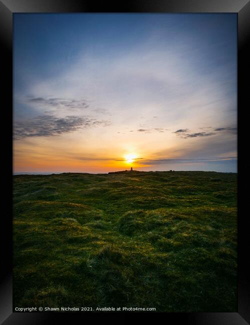 Sunset at the summit of Clee Hill in Shropshire Framed Print by Shawn Nicholas