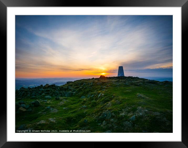Sunset on Clee Hill Summit in Shropshire Framed Mounted Print by Shawn Nicholas