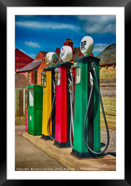 Petrol Pumps, Black Country Museum Framed Mounted Print by Shawn Nicholas