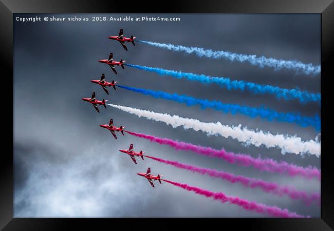 RAF Red Arrows Display Team Framed Print by Shawn Nicholas