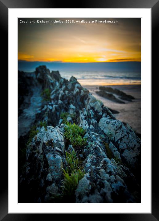 Rocks On Croyde Bay Beach Framed Mounted Print by Shawn Nicholas