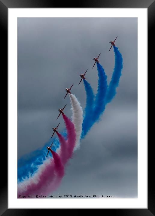 RAF Red Arrows Display Team Framed Mounted Print by Shawn Nicholas