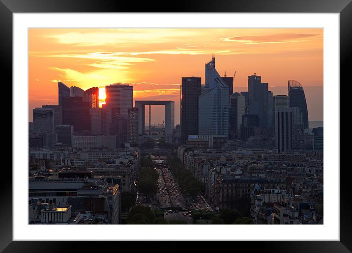 Paris business centre at sunset Framed Mounted Print by Daniel Zrno
