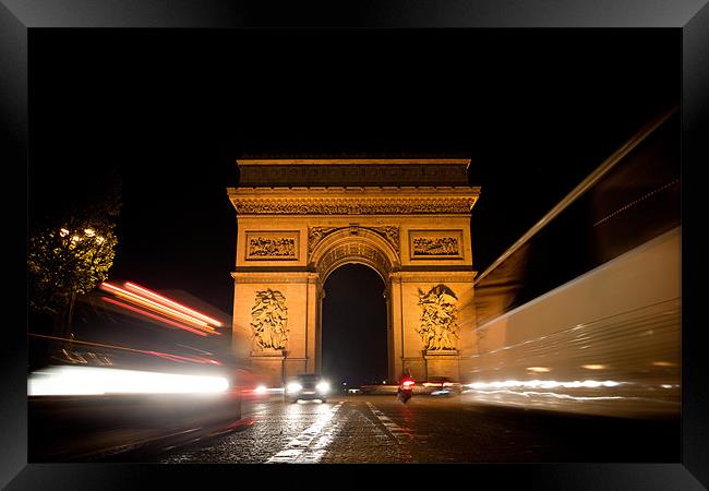 Arc de Triomphe at night Framed Print by Daniel Zrno